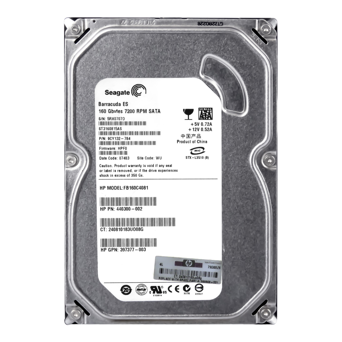 HP 440300-002 160 Go SATA II 7,2K 8 Mo 3,5'' FB160C4081