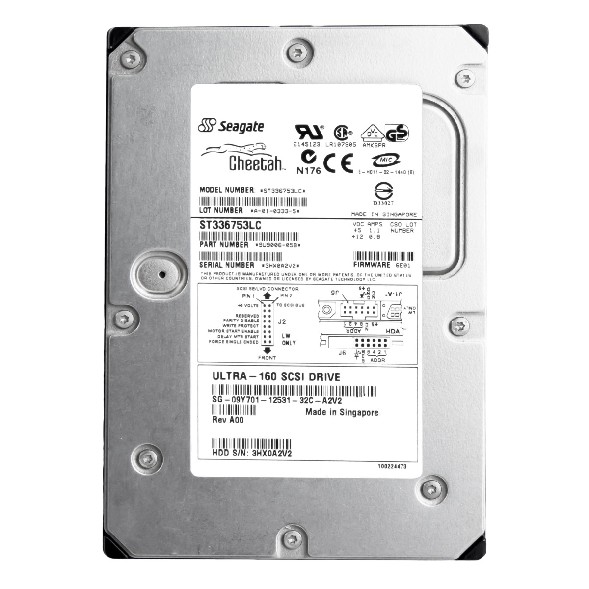 DELL 09Y701 36 Go 15 000 tr/min 8 Mo SCSI U160 3,5'' ST336753LC