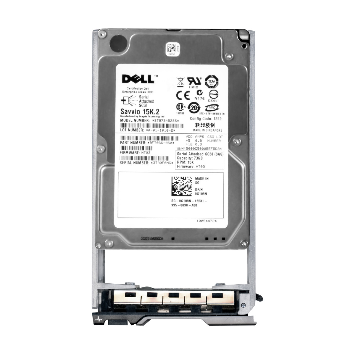 DELL 0G108N Disque dur SAS 2.5'' 73GB 15K 16MB ST973452SS