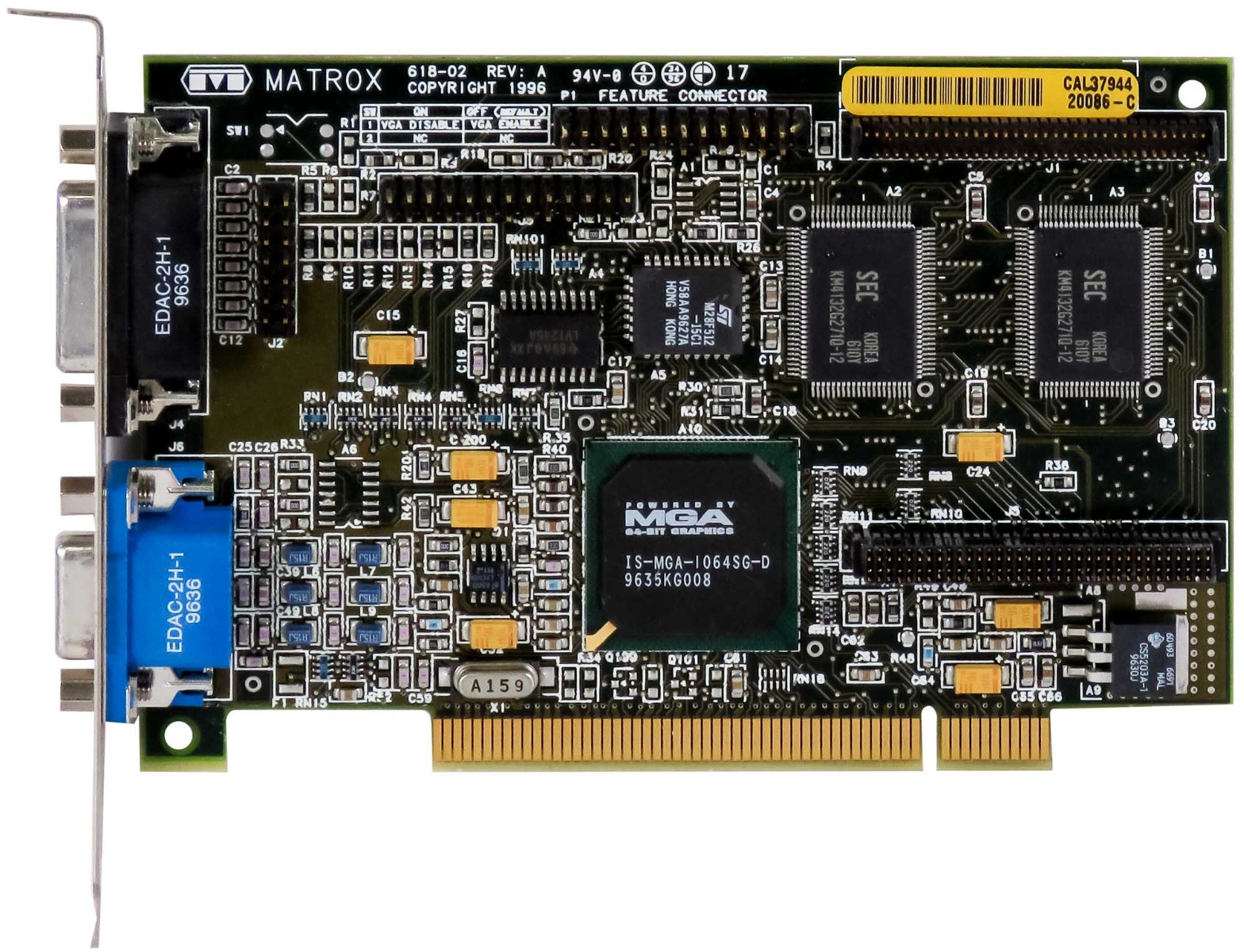 MATROX Mystique MGA-1064SG 2MB MGA-MYST/2BN 618-02 PCI