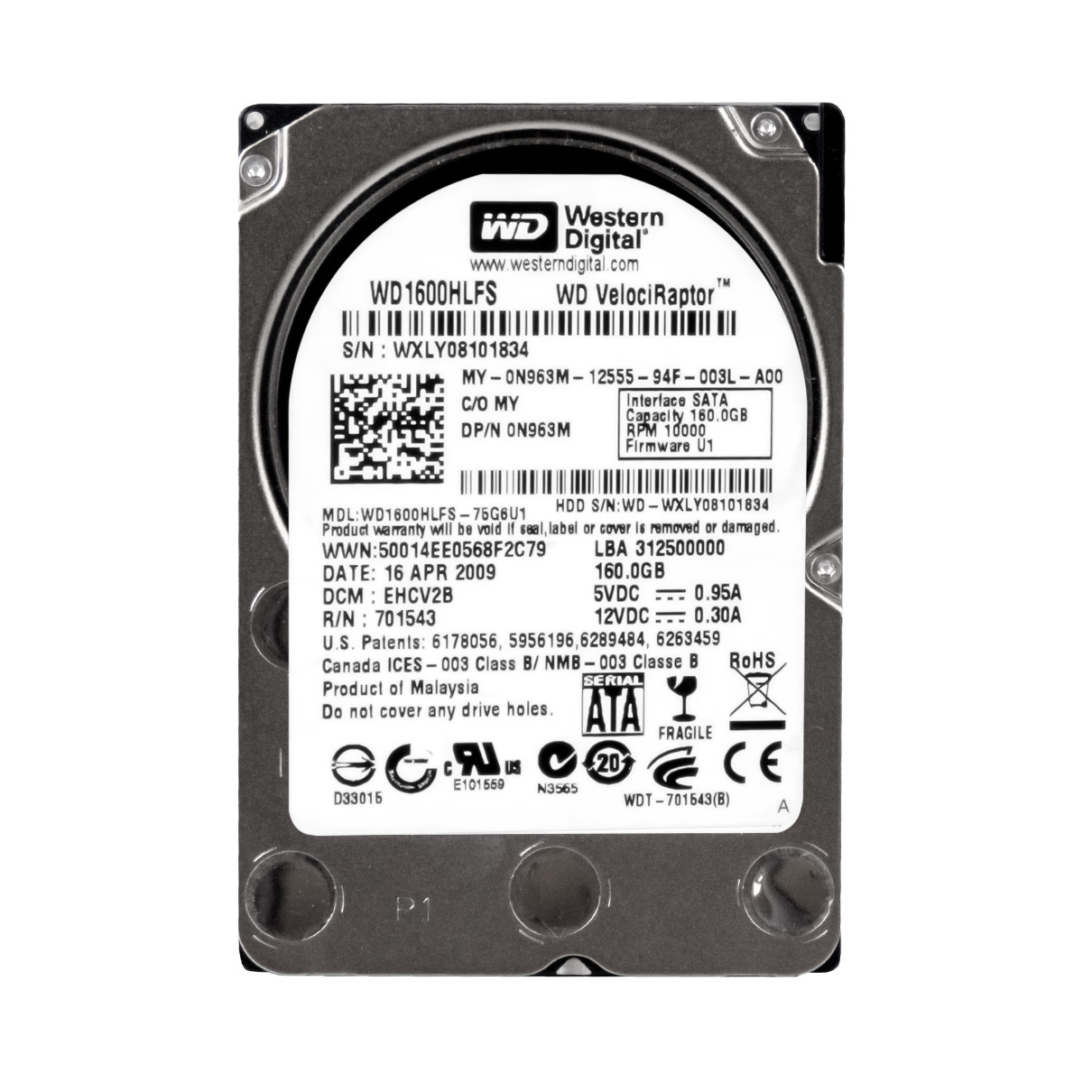 DELL 0N963M 160 Go 10000 tr/min 16 Mo SATA II 2,5" WD1600HLFS