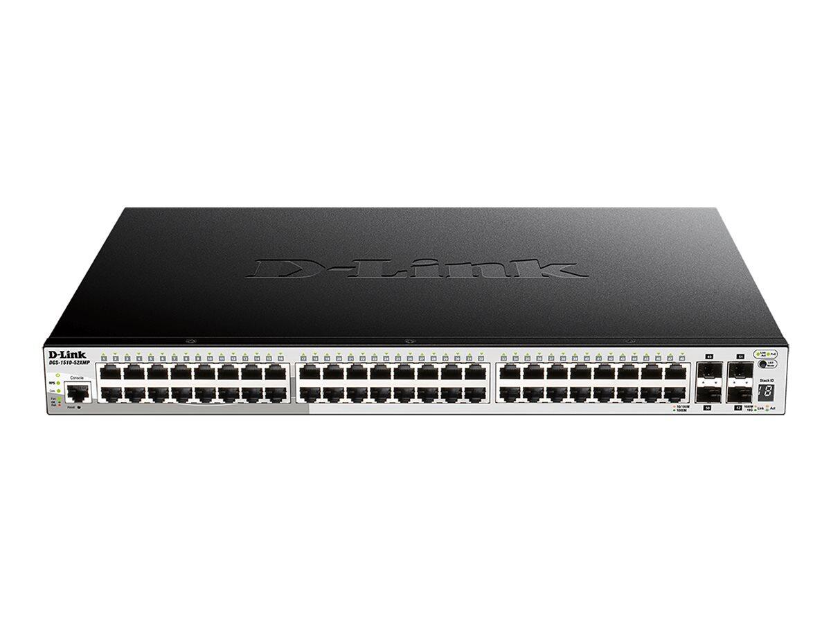 Commutateur empilable D-Link DGS-1510-52XMP/E, 52 ports Smart Managed PoE+ Gigabit