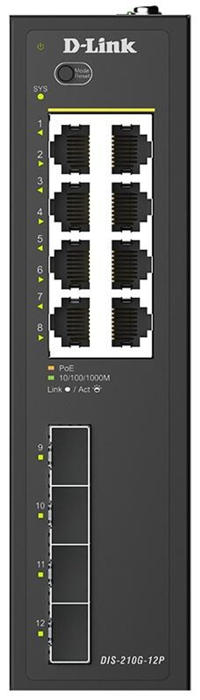 D-Link DIS-210G-12P, Commutateur industriel intelligent géré 12 ports Gigabit PoE+