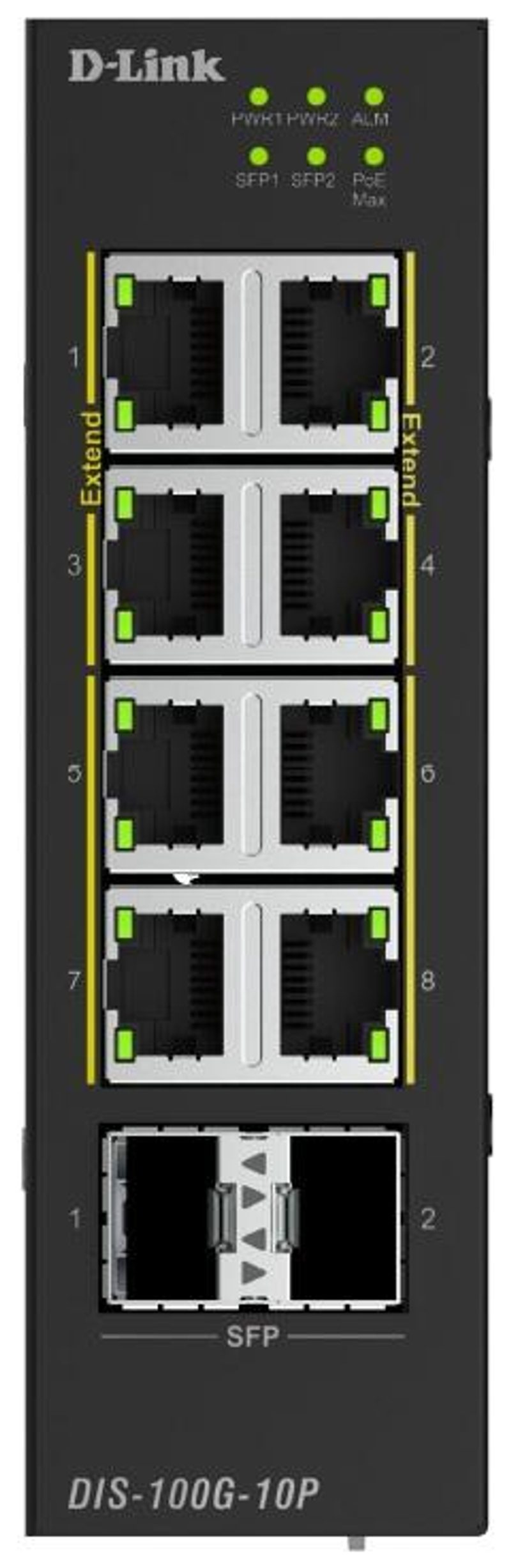 D-Link DIS-100G-10P, Commutateur non géré 10 ports Gigabit PoE+ industriel