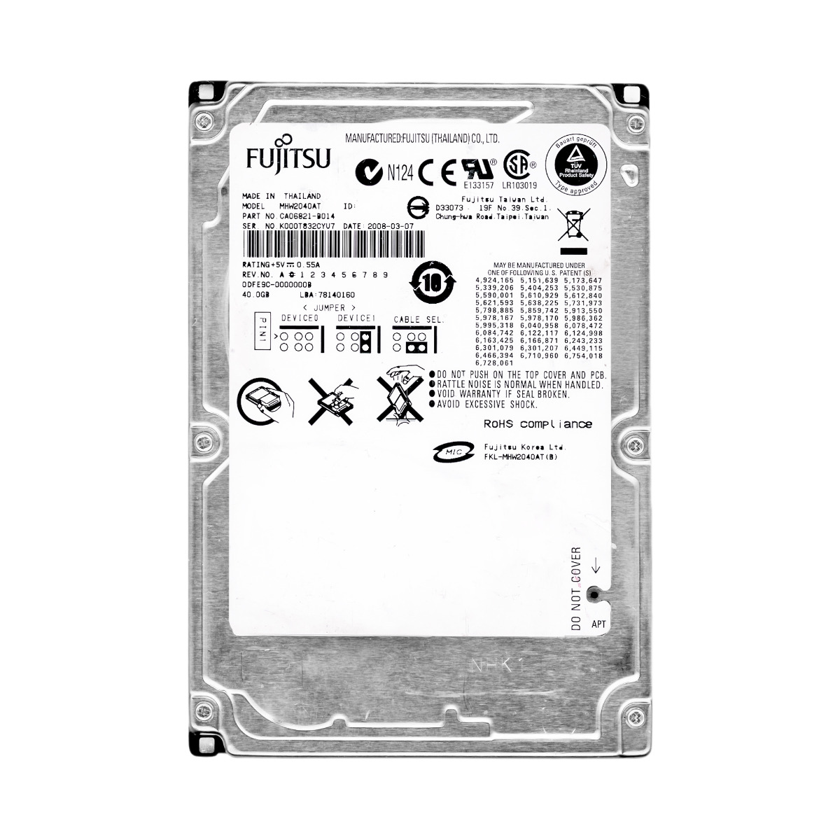 Fujitsu 40 Go 4,2K 2Mo ATA 2,5'' MHW2040AT