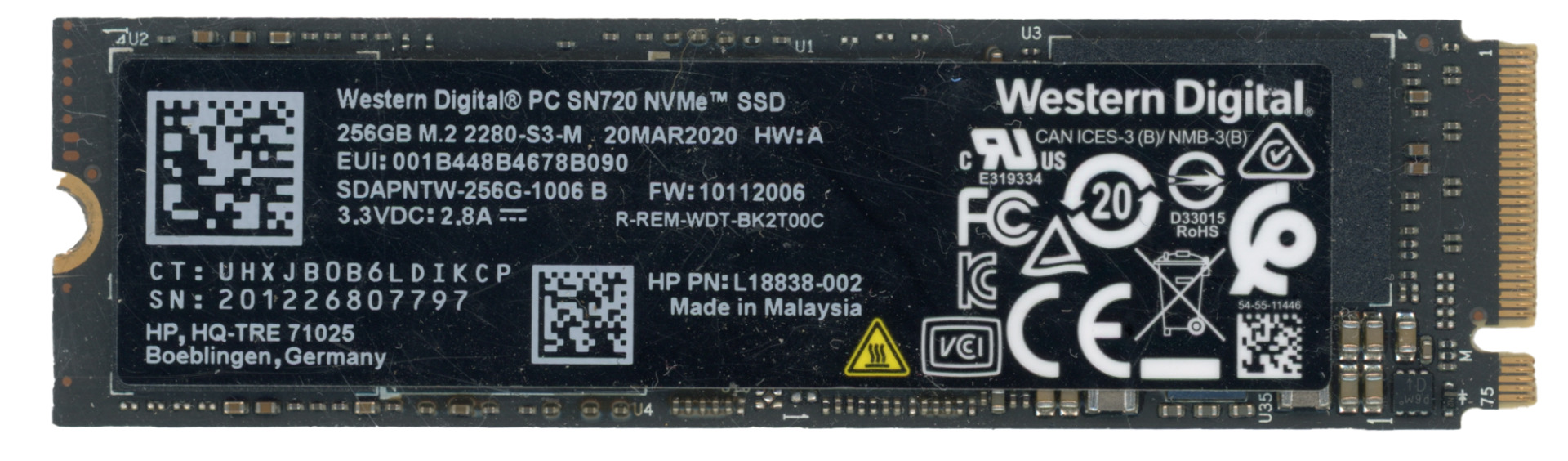 WD 256GB PC SN720 TLC M.2 2280 PCIe 3.0 x4 SDAPNTW-256G-1006