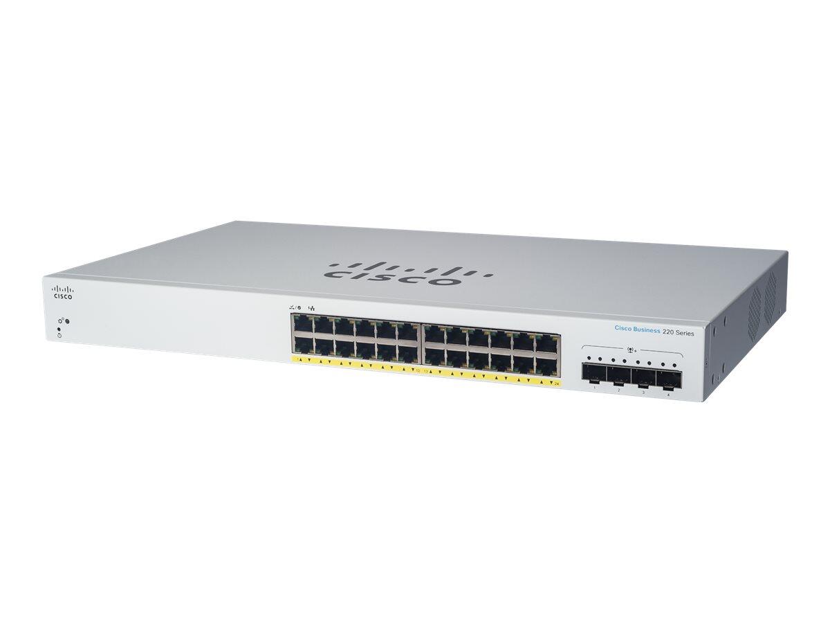Switch Cisco Business Série 220 - 28 ports 1GbE 382W PoE managed L2 - 24x 1GbE PoE + 4x 1GbE SFP - CBS220-24FP-4G-EU