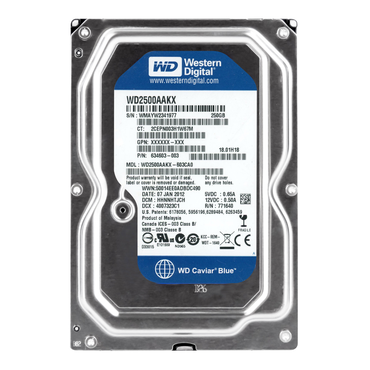 HP 634603-003 250 Go 7,2K 16 Mo SATA III 3,5'' WD2500AAKX