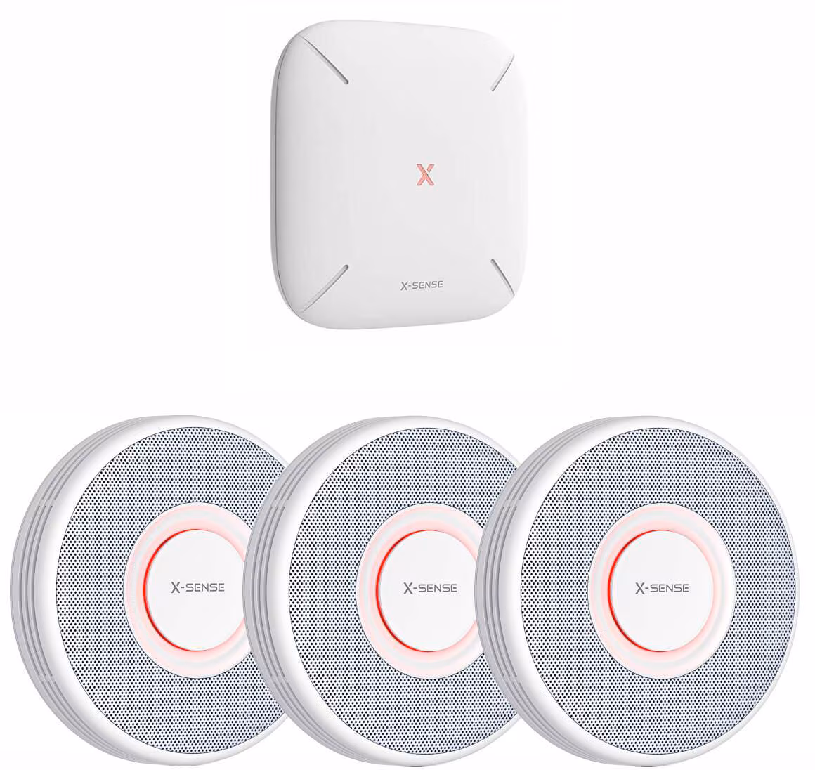 Kit détecteur de fumée X-Sense XS0B-MR31 RF avec station de base Wi-Fi SBS50 et 3 détecteurs intelligents XS0B-MR, blanc (ZASXS00141WEU)