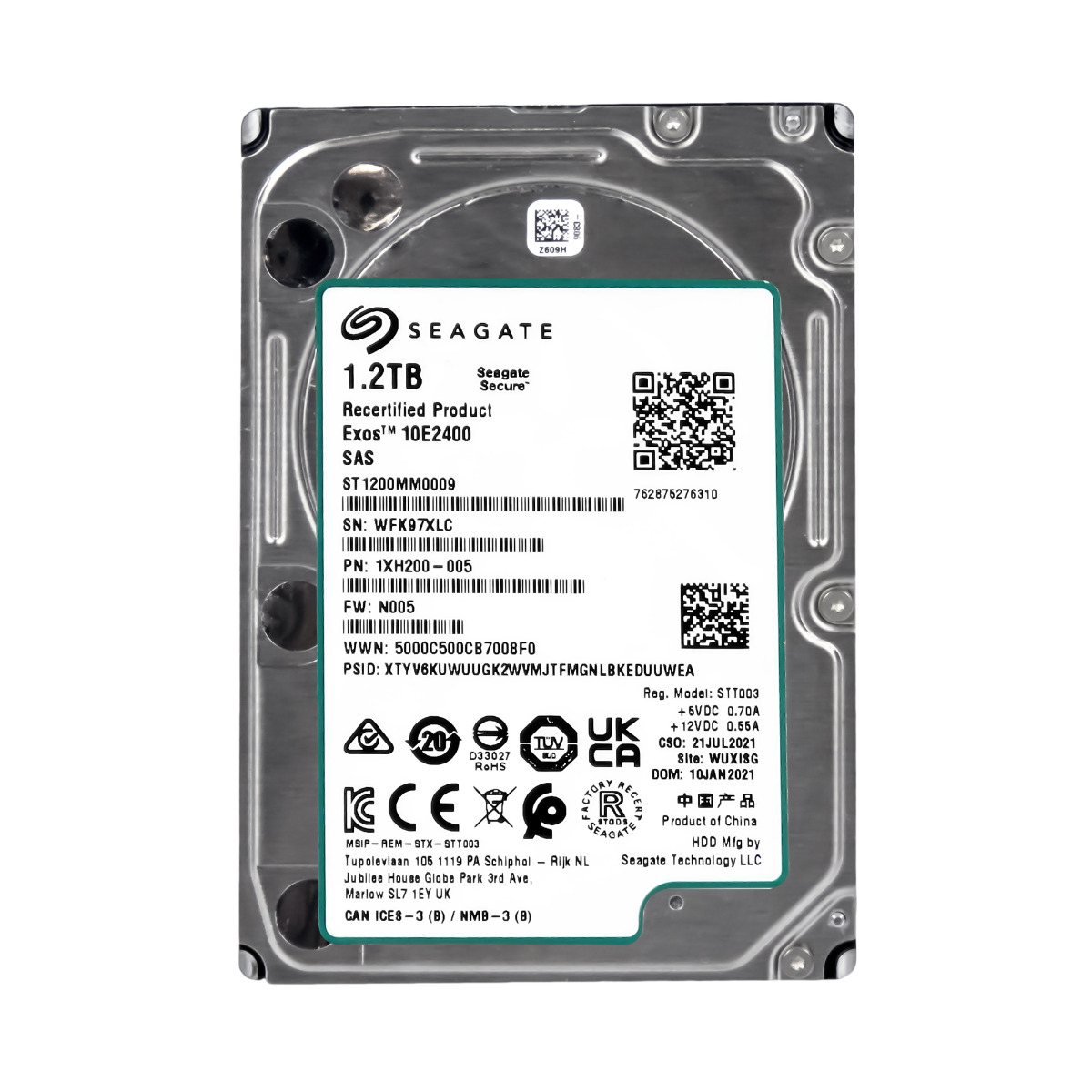 SEAGATE EXOS 10E2400 1,2 To 10 000 tr/min 128 Mo SAS-3 2,5'' ST1200MM0009