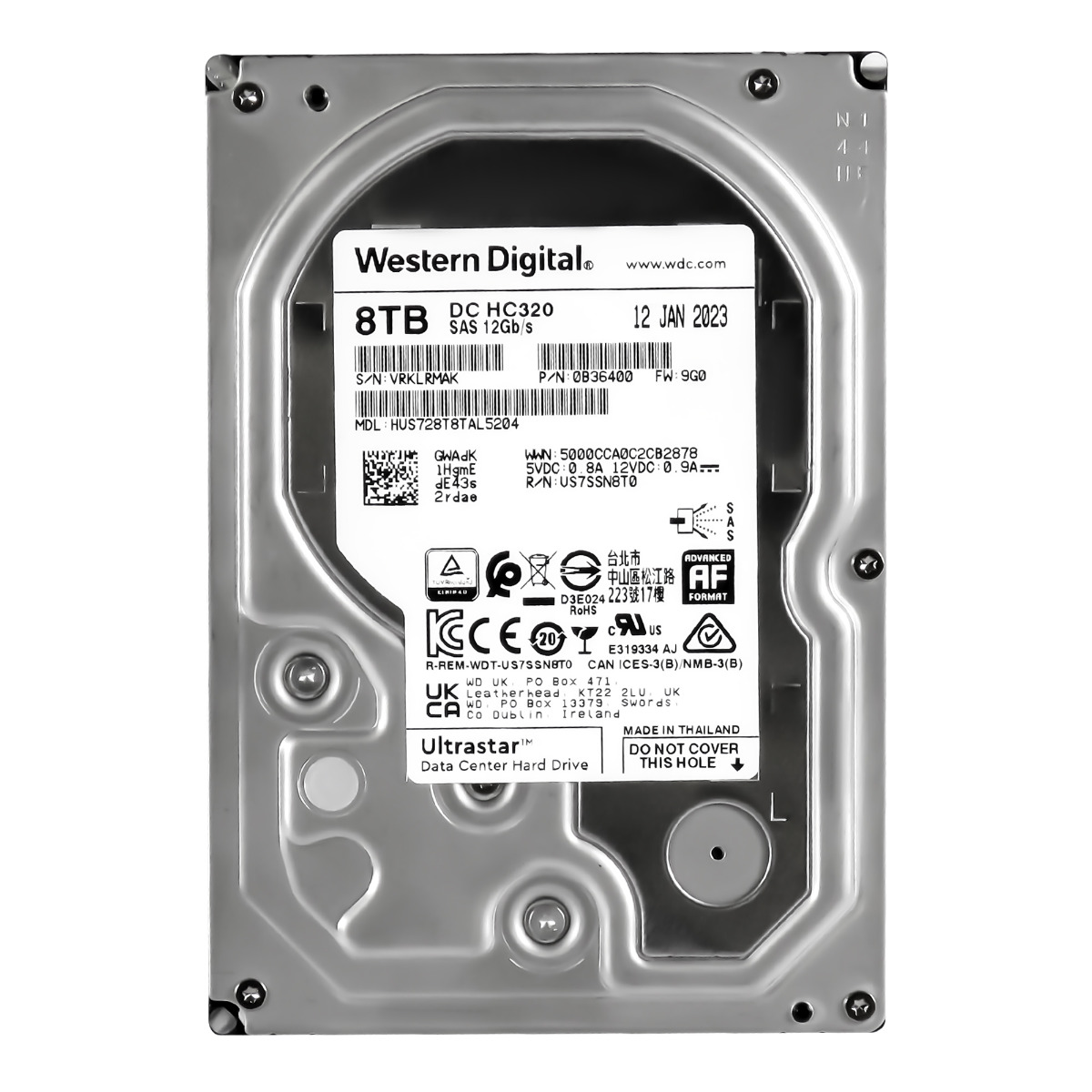 WD UltraStar DC HC320 8 To 7 200 tr/min 256 Mo SAS-3 3,5'' HUS728T8TAL5204