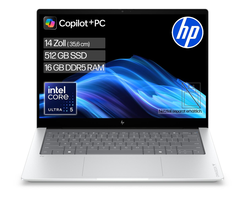 HP OmniBook X Next Gen AI 14-ka0050ngx Ordinateur portable 35,6 cm (14") 16 Go RAM, 512 Go SSD, carte graphique Intel®, Windows 11 Famille