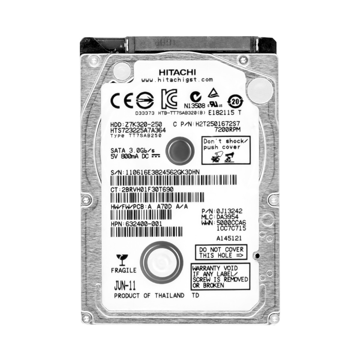 HITACHI TravelStar Z7K320 250GB 7.2K 16MB SATA II 2.5" HTS723225A7A364