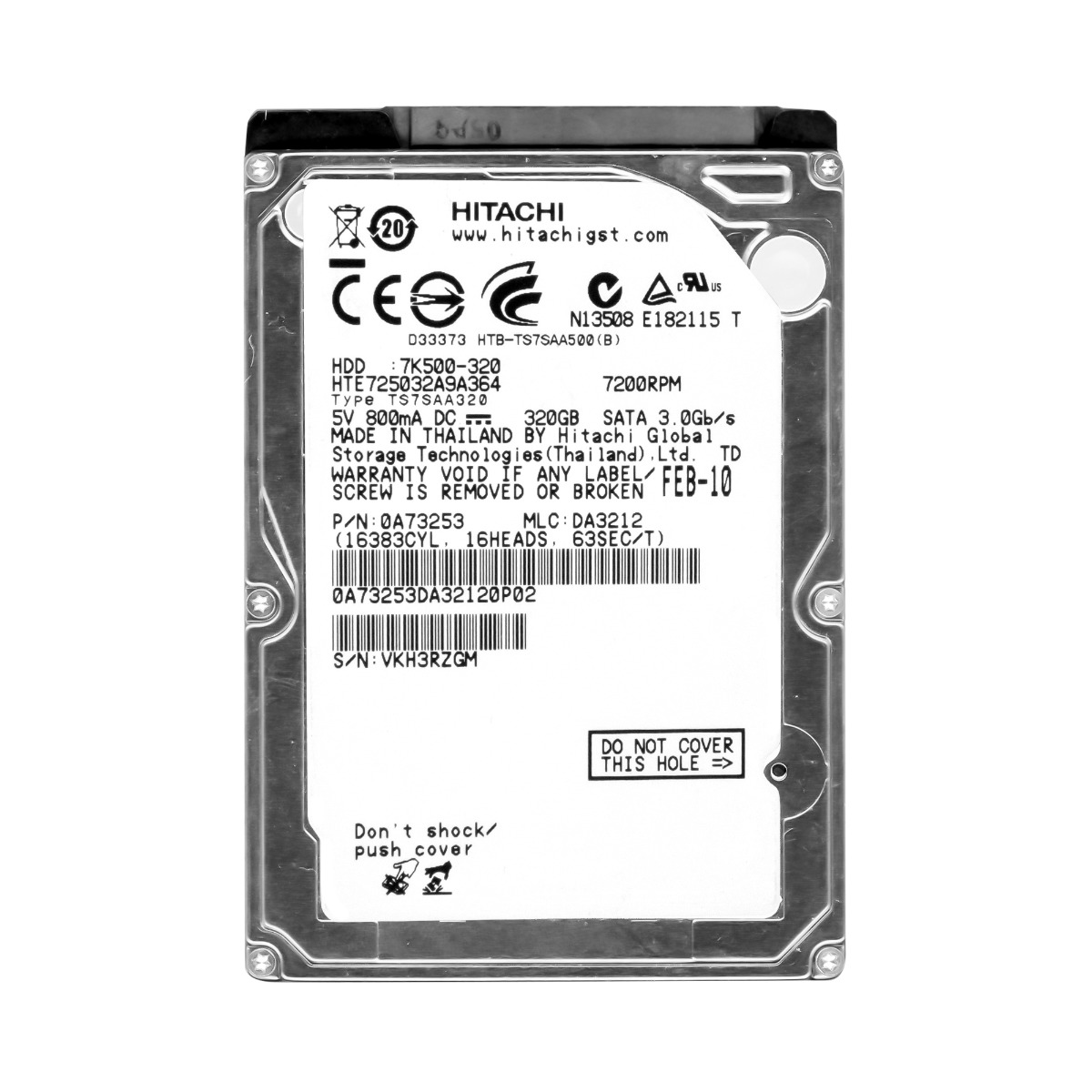 HITACHI TravelStar 7K500 320GB 7.2K 16MB SATA II 2.5" HTE725032A9A364
