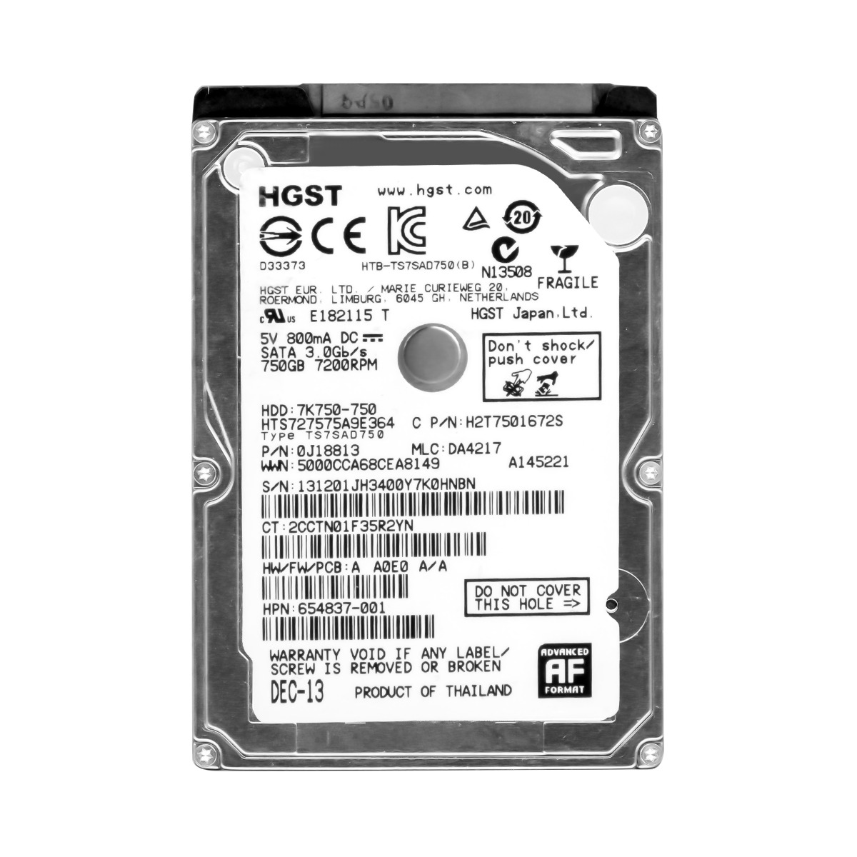 HGST TravelStar 7K750 750GB 7.2K 16MB SATA II 2.5" HTS727575A9E364