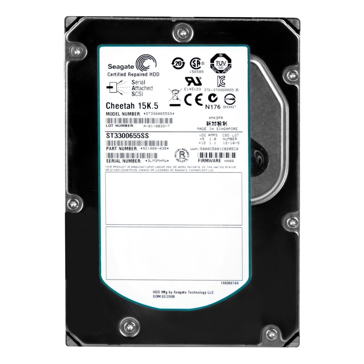 SEAGATE CHEETAH 15K.5 300 Go 15000 tr/min 16 Mo SAS 3,5'' ST3300655SS