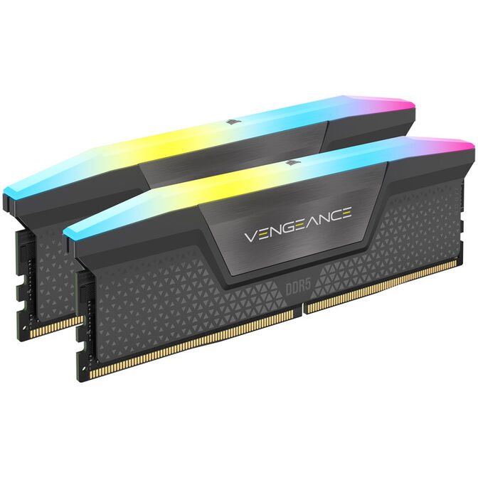 Barrette mémoire Corsair Vengeance RGB DDR5-6000 CL30 EXPO - Kit Dual 32 Go, gris