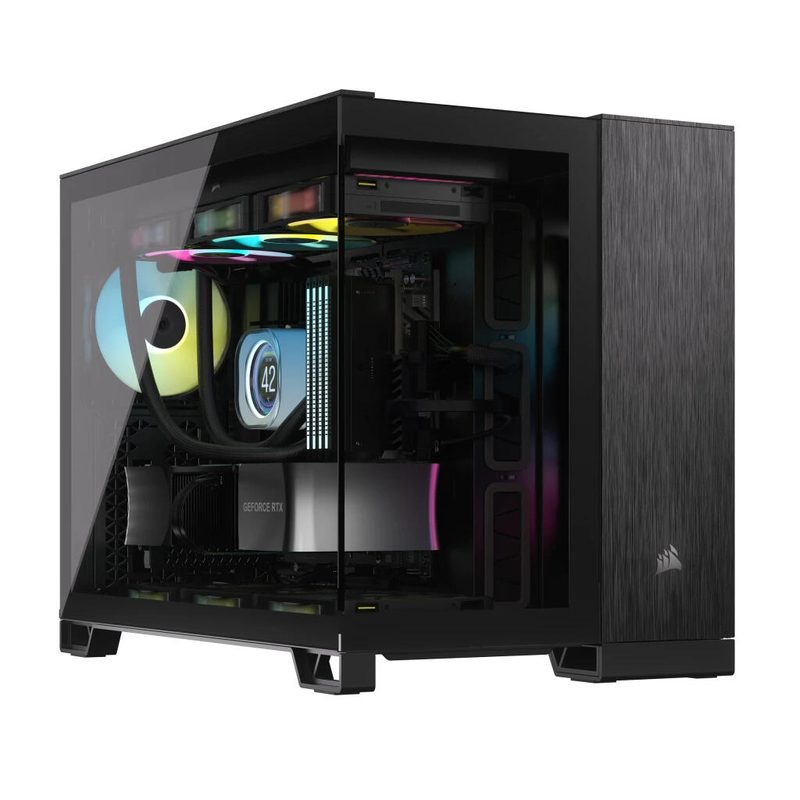 Boîtier PC Corsair 2500X à deux chambres noir/aluminium obsidien micro-ATX