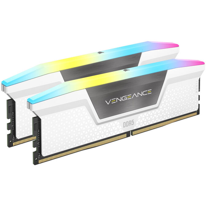 Barrette mémoire Corsair Vengeance RGB DDR5-6200 CL36 XMP - Kit Dual 32 Go, blanc