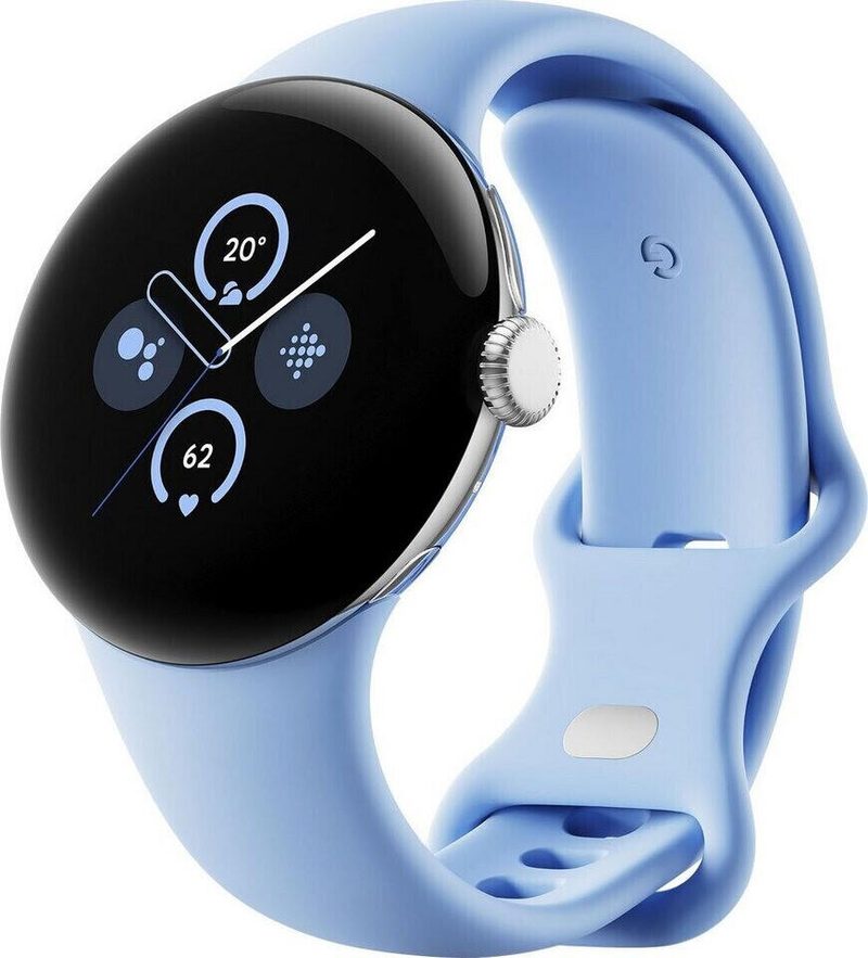 Montre connectée Google Pixel Watch 2 (WiFi) - Bracelet sportif 41 mm, argent/boîtier en aluminium, NFC, Bluetooth