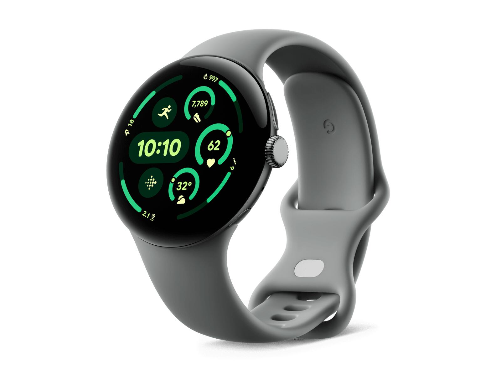 Google Pixel Watch 3 (LTE) bracelet sportif 45 mm, Gris/Gris boîtier aluminium, NFC, Bluetooth