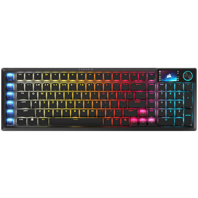 Clavier gaming sans fil Corsair Vanguard Air 99, optique-mécanique, Low Profile, taux de scrutation 8K, disposition DE - noir