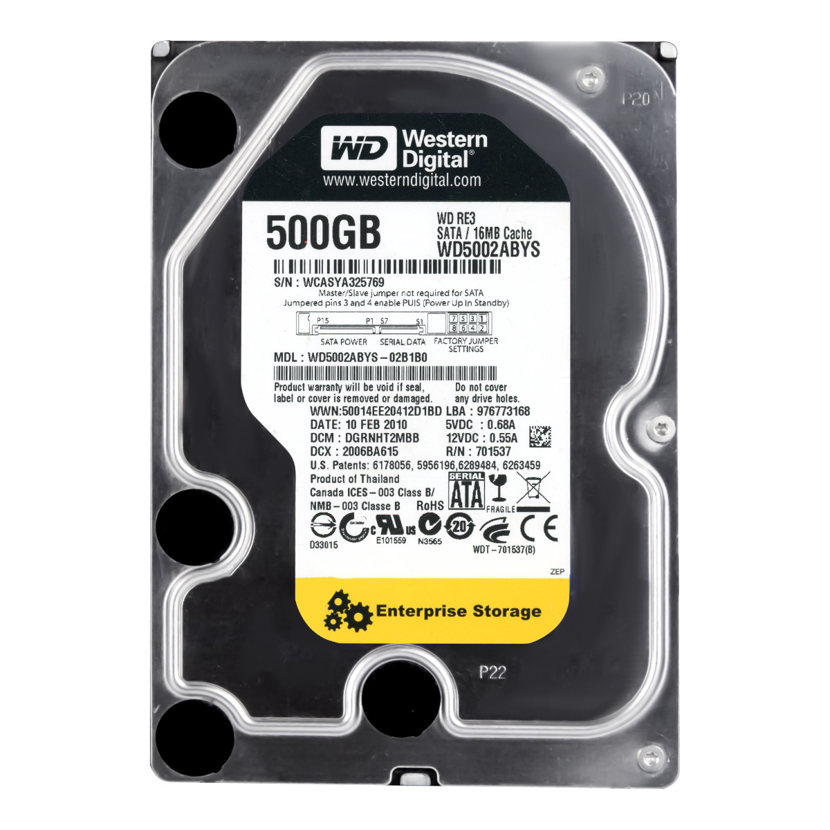 WD RE3 500 Go SATA II 7 200 tr/min 16 Mo 3,5'' WD5002ABYS