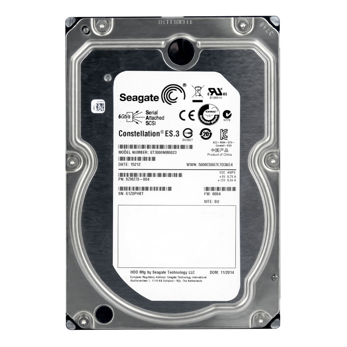 SEAGATE CONSTELLATION ES.3 3 To 7 200 tr/min 128 Mo SAS-2 3,5'' ST3000NM0023