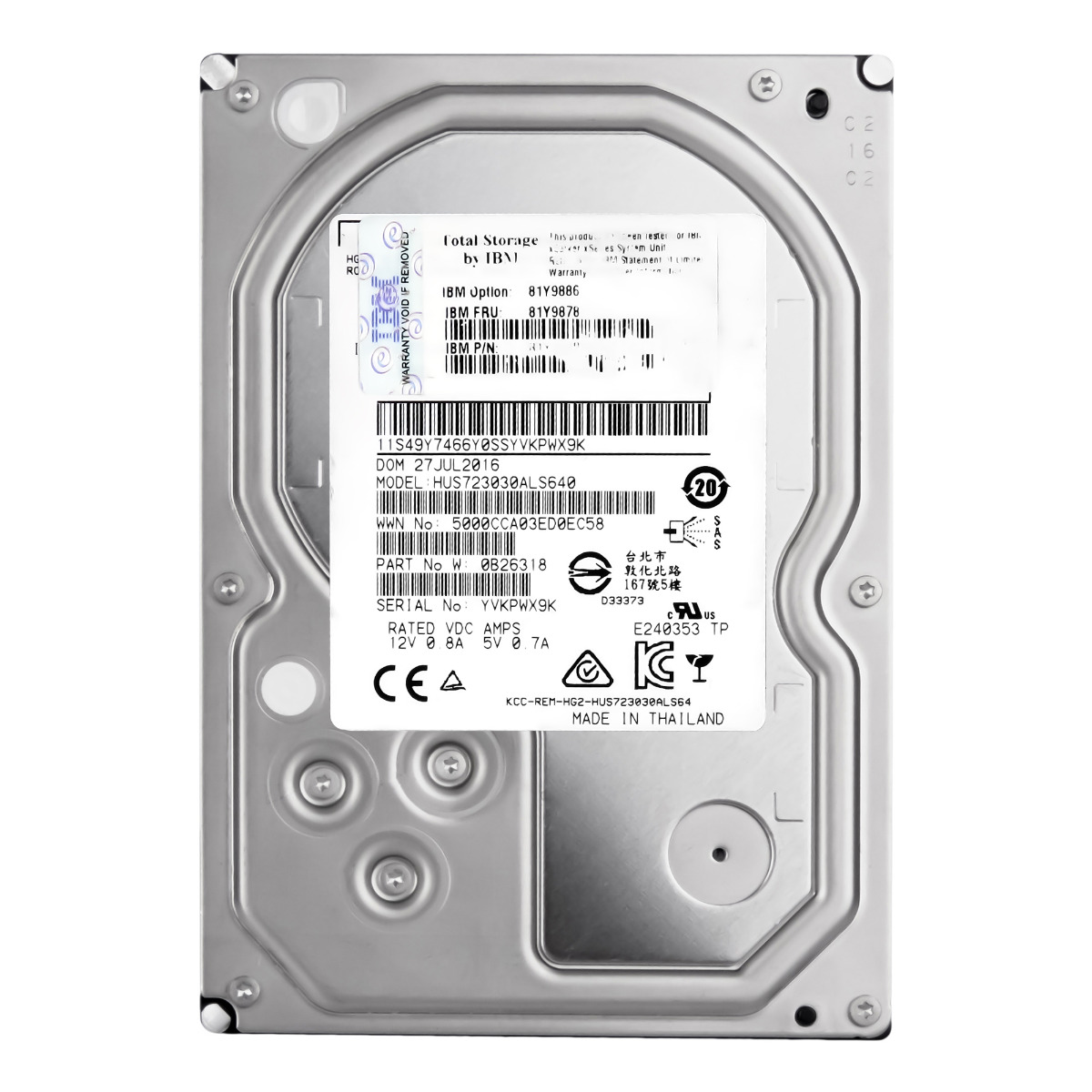 IBM 81Y9878 3 To 7,2K 64 Mo SAS-2 3,5'' HUS723030ALS640