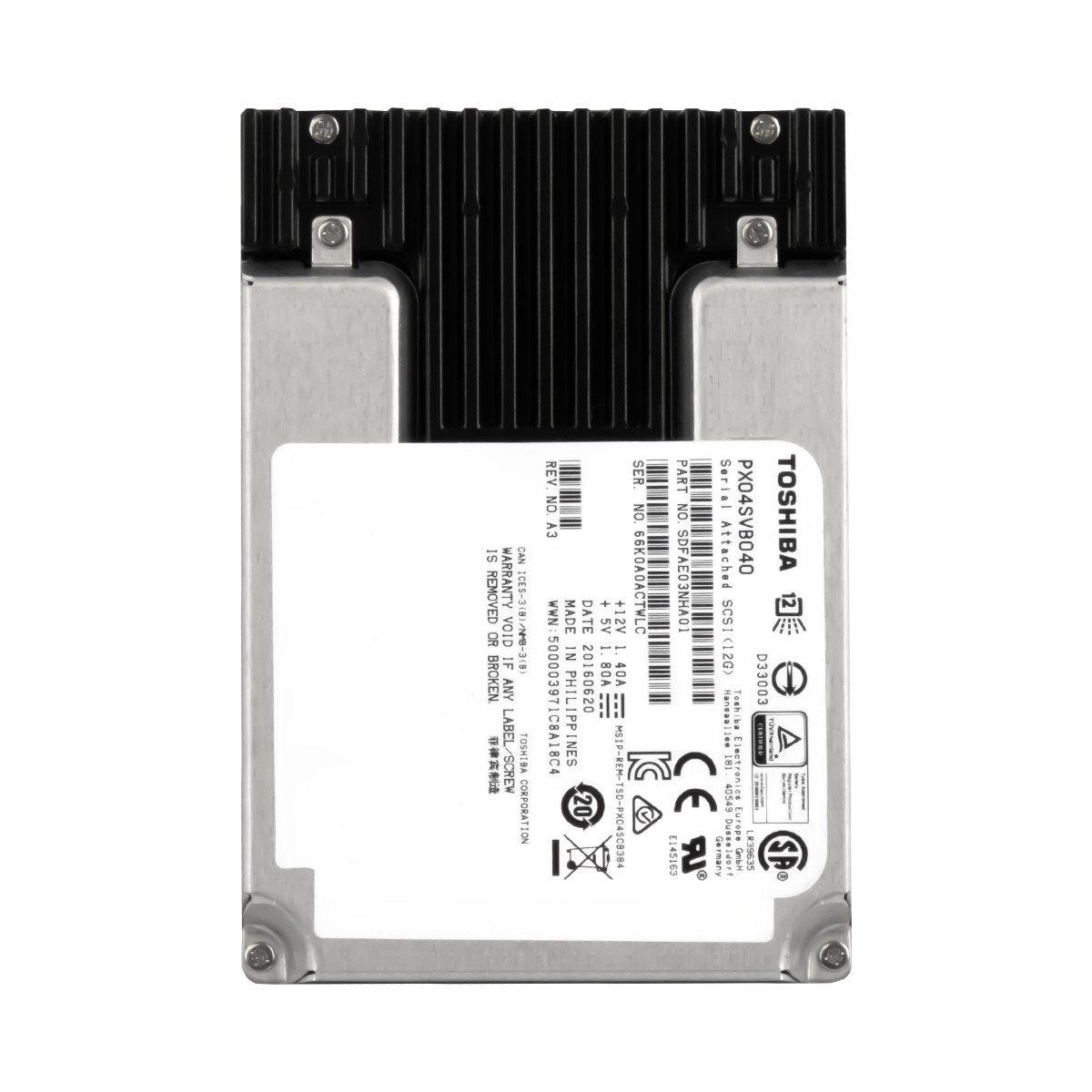 TOSHIBA ENTERPRISE SSD 400 Go MLC SAS-3 2,5'' PX04SVB040
