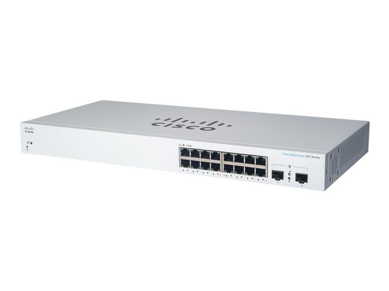 Switch Cisco Business Série 220 - 18 ports 1GbE 130W PoE - Géré L2 - 16x 1GbE PoE + 2x 1GbE SFP - CBS220-16P-2G-EU