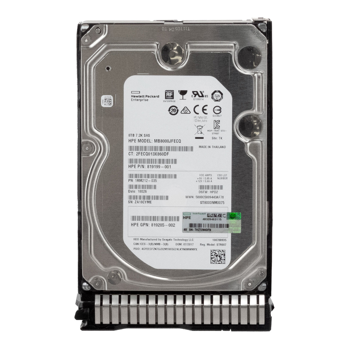 Disque dur interne HP 820032-001 / 819199-001 8 To 7,2K 256 Mo SAS-3 3,5'' MB8000JFECQ