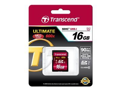 Carte mémoire Transcend TS16GSDHC10U1, 16 Go, SDHC, MLC, Class 1 (U1), noire