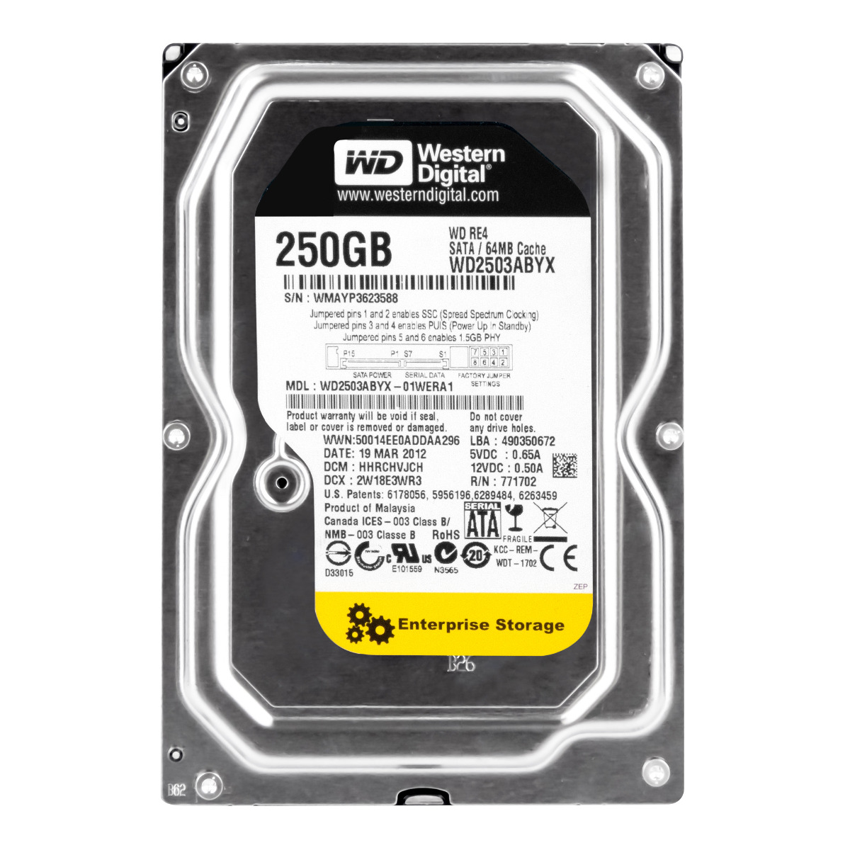 WD RE4 250 Go 7,2K 64 Mo SATA II 3,5'' WD2503ABYX