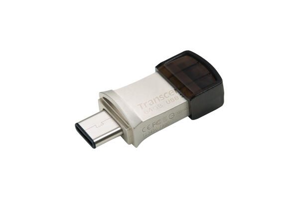 Clé USB Transcend JetFlash 890 64 Go - USB Type-A / USB Type-C 3.2 Gen 1 (3.1 Gen 1) - Noir, Argent