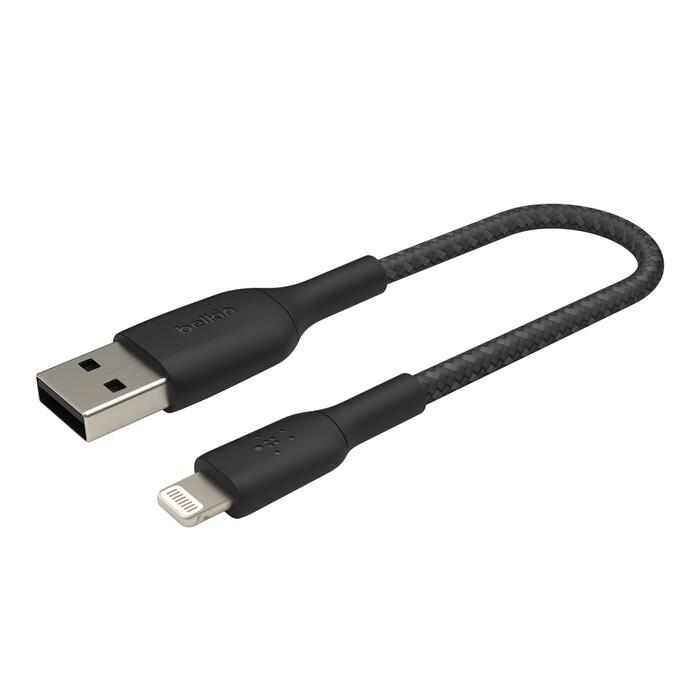 Câble Belkin BoostCharge tressé Lightning/USB-A 15 cm, noir