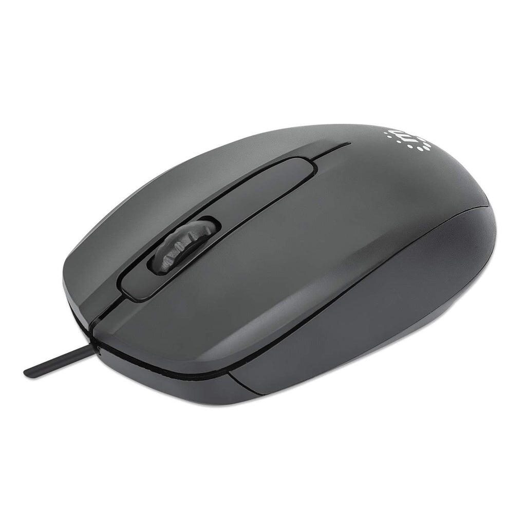 Manhattan Comfort II souris filaire - Noir, pour droitiers et gauchers, optique, 3 boutons, USB