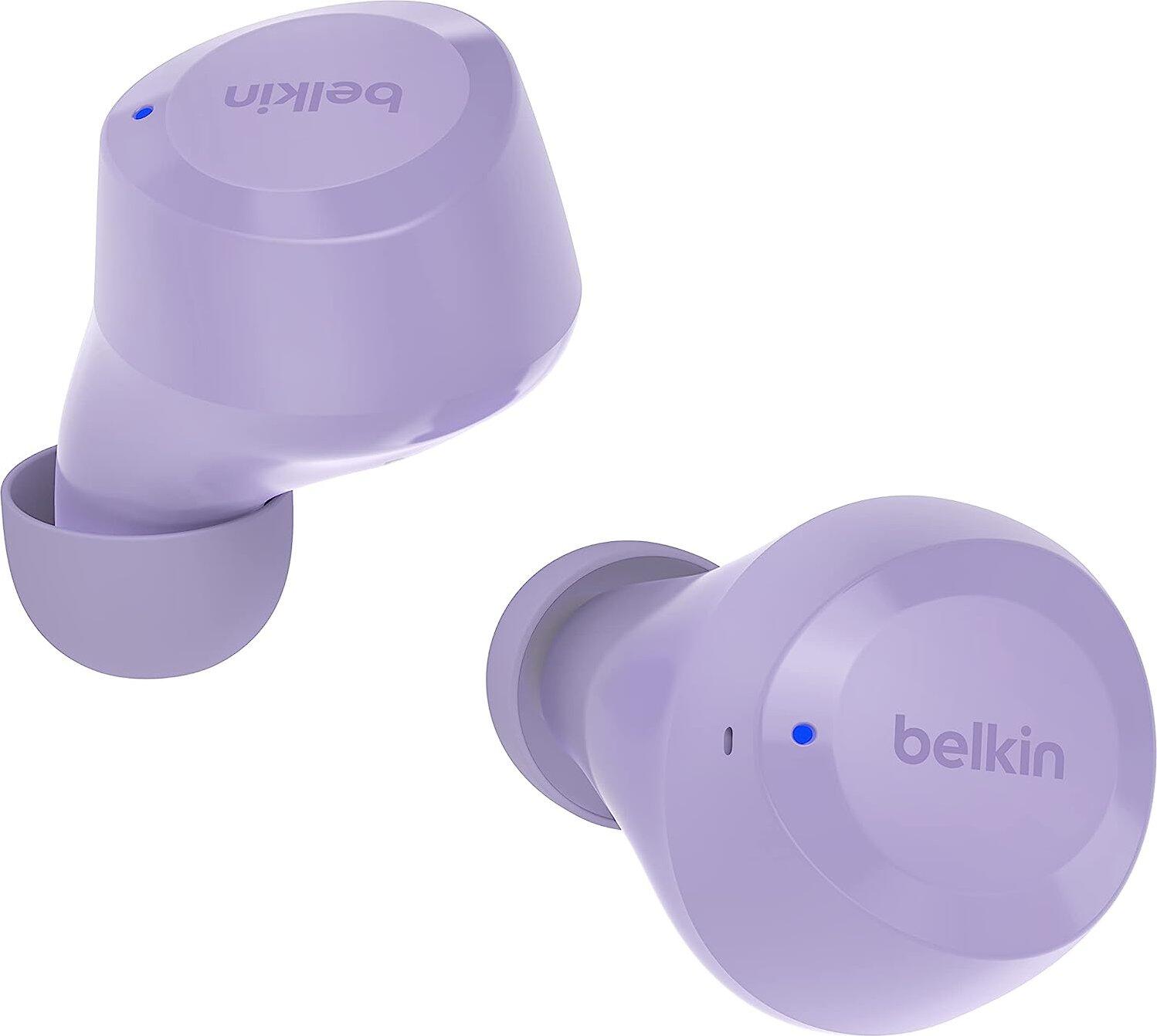 Belkin SoundForm Bolt - Écouteurs sans fil intra-auriculaires avec 2 microphones, violet