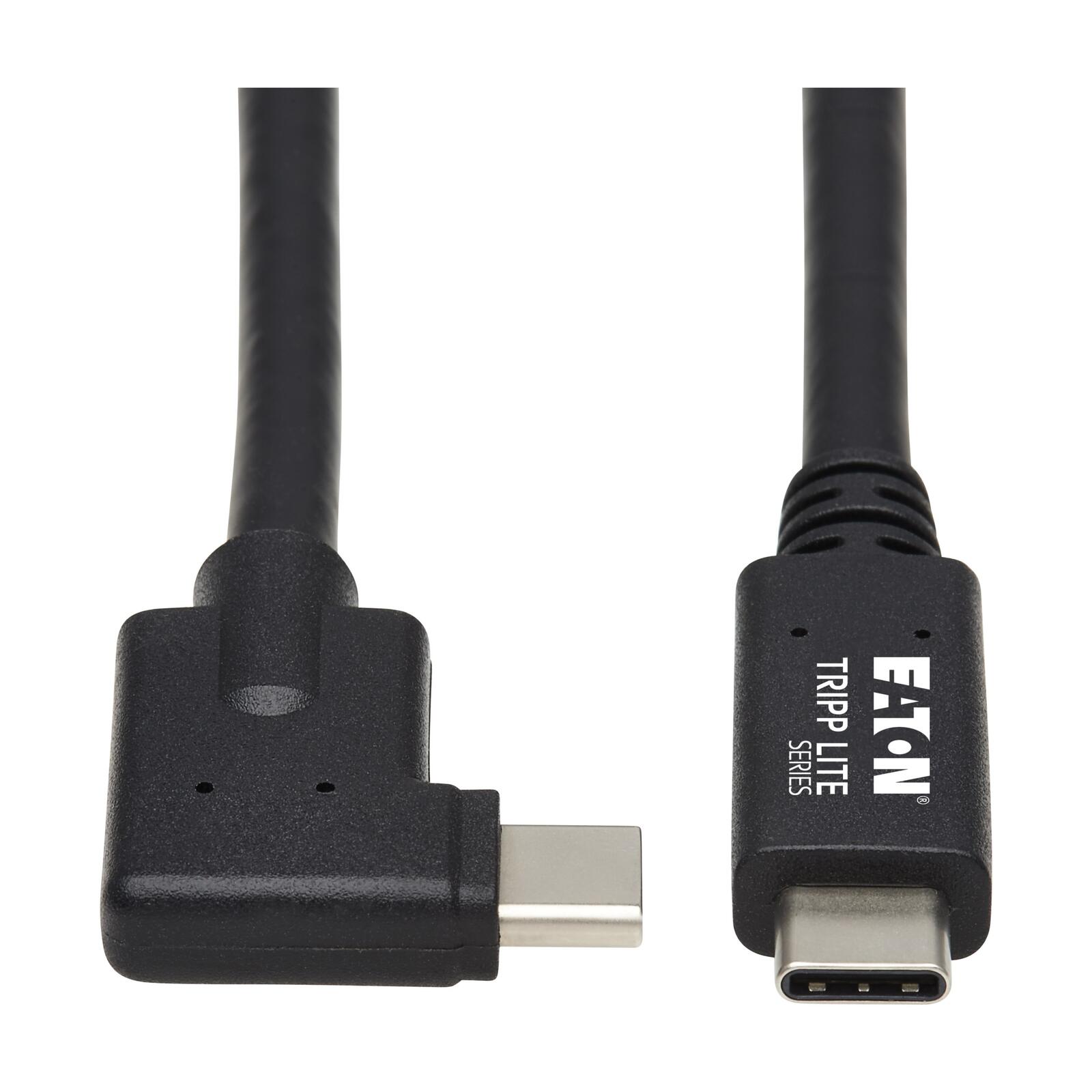 Câble USB-C Eaton Tripp Lite Series (connecteur/connecteur) - USB 3.2 Gen 2 (10 Gbps), 5 A (100 W), compatible Thunderbolt 3, prise coudée, 1 m