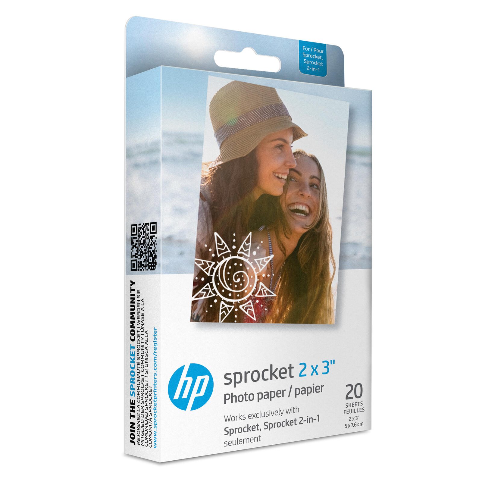 Papier photo ZINK HP 2" x 3" - 20 feuilles — lot de 20