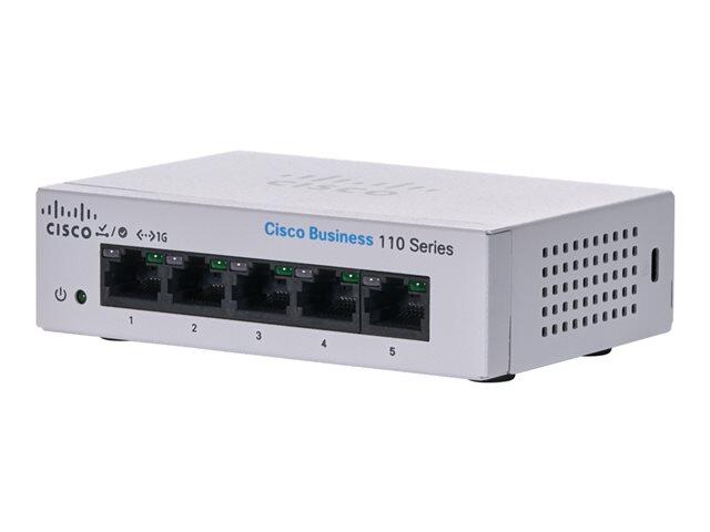 Switch Cisco Business Série 110 - 5 ports 1GbE non géré 5x 1GbE CBS110-5T-D-EU