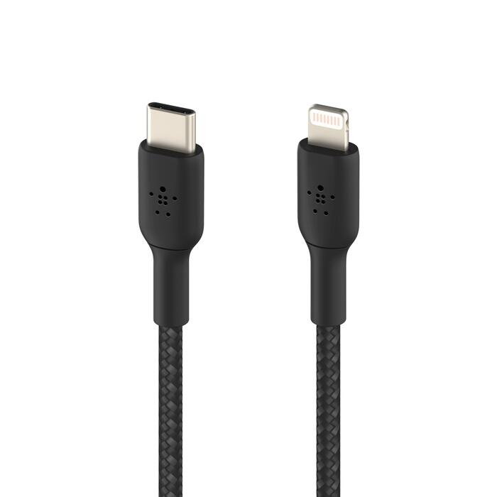 Câble USB-C/Lightning tressé 2 m BoostCharge de Belkin, noir