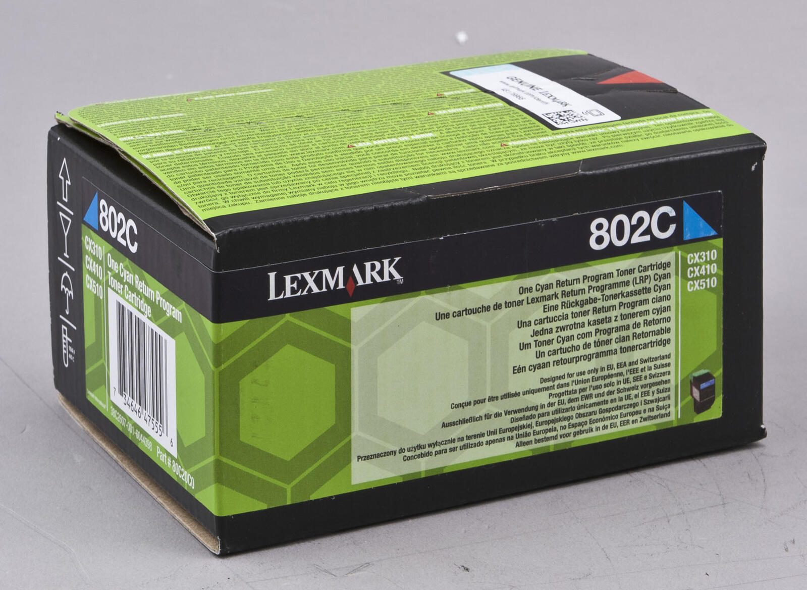 Cartouche de toner cyan Lexmark Original 802C 1 000 pages (80C20C0) pour CX310dn/n, CX410de/dte/e, CX510de/dhe/dthe