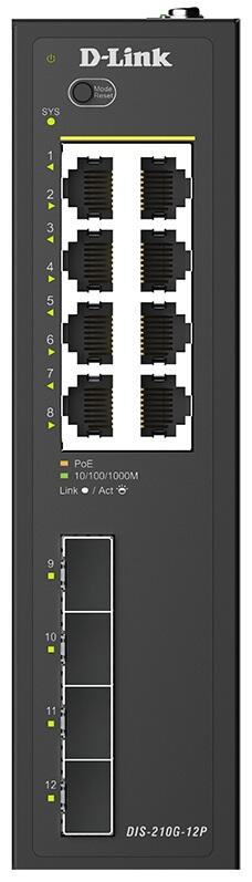 D-Link DIS-210G-12P, commutateur industriel intelligent géré 12 ports Gigabit PoE+