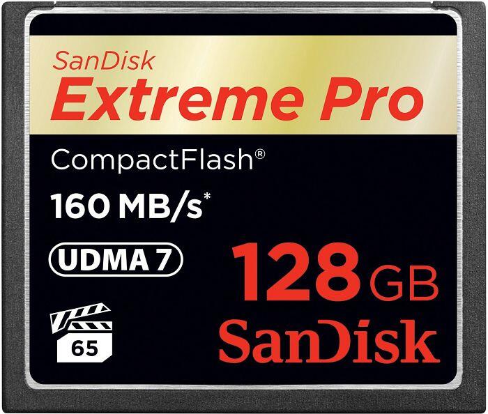 Carte mémoire SanDisk Extreme PRO CompactFlash 128 Go 160 Mo/s, VPG 65, UDMA 7