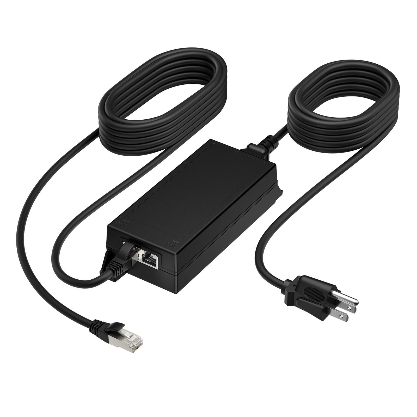 Adaptateur PoE++ 65 W 2,5 G avec câble CAT6A de 3,66 m et câble d'alimentation