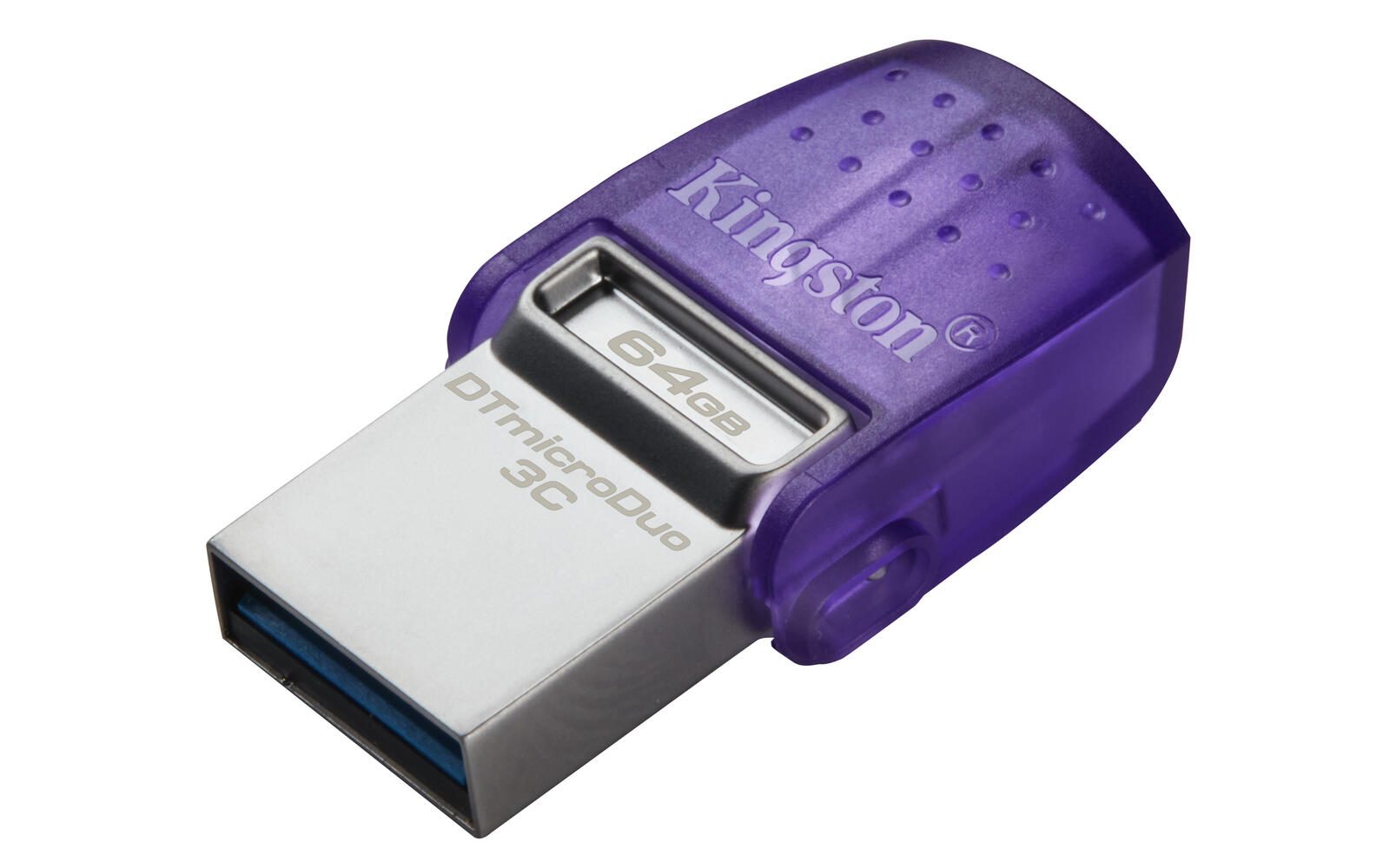 Kingston DataTraveler microDuo 3C Clé USB 64 Go USB Type-A / USB Type-C 3.2 Gen 1 (3.1 Gen 1), Violet, Acier inoxydable