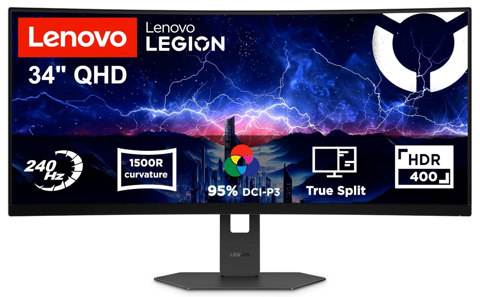 Écran gaming incurvé Lenovo Legion 34W-2c 86,36 cm (34") UWQHD (3440×1440), 240 Hz, 0,5 ms, VA, HDMI, DisplayPort