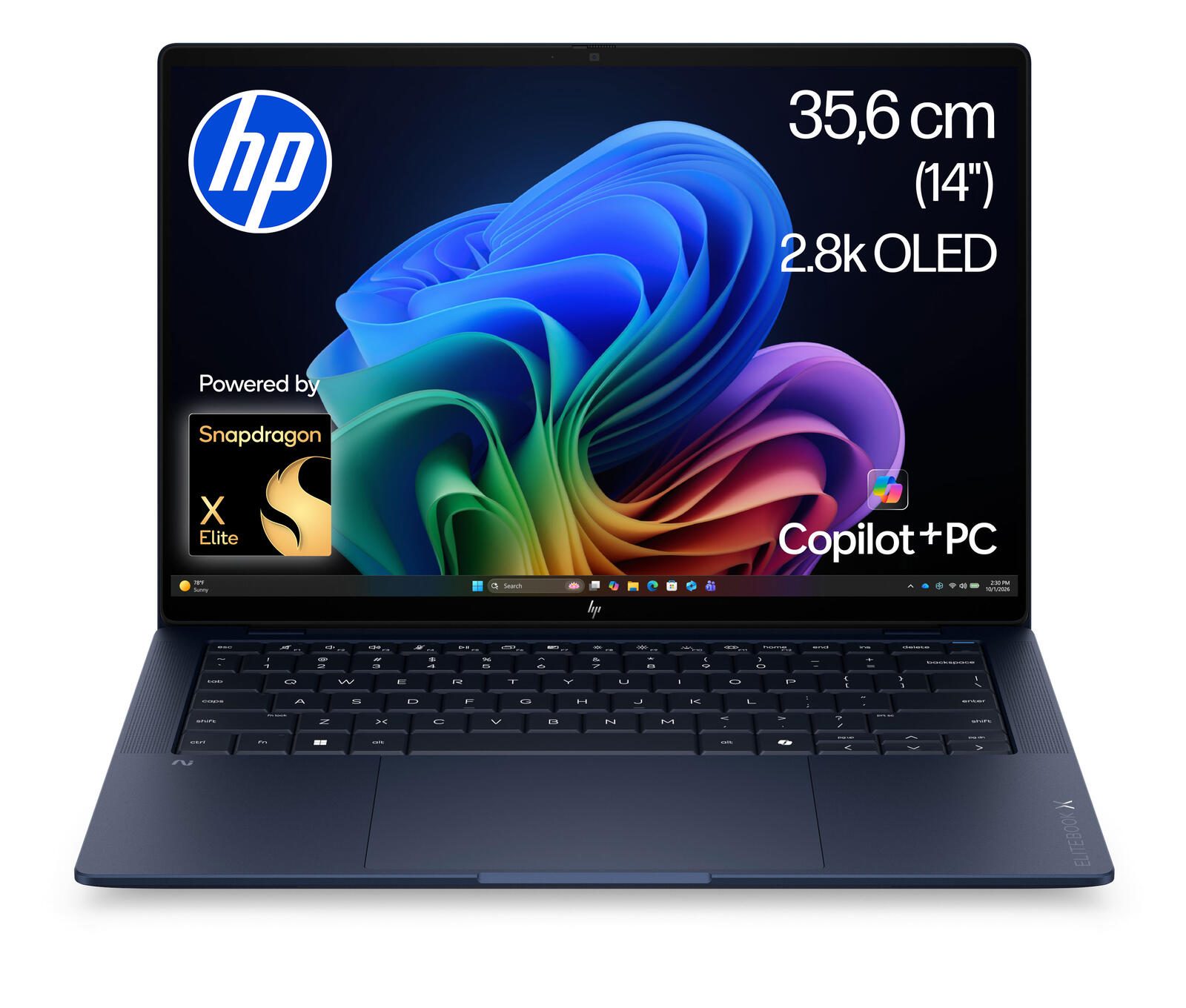 HP EliteBook X G2q Snapdragon® X2 Elite X2E-90-100 Notebook PC nouvelle génération IA 35,6 cm (14") 32 Go RAM, 512 Go SSD, 2,8 K, Qualcomm® Adreno™, Windows 11 Pro