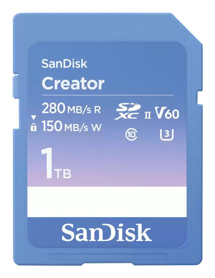 Carte mémoire SanDisk Creator SDXC 1 To - Video Class V60, UHS-II U3, Class 10